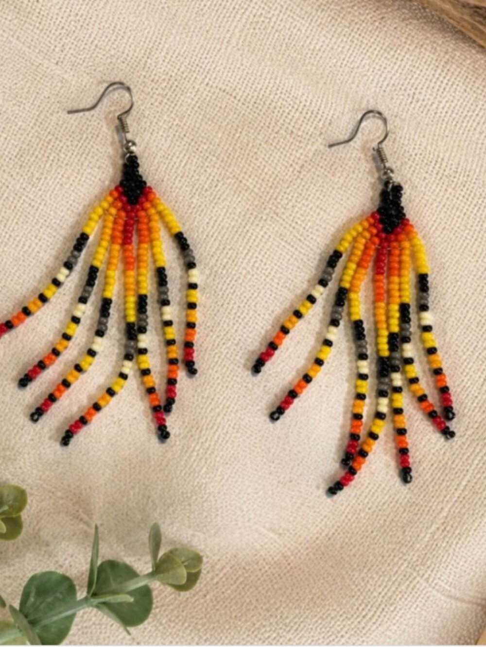 NEW Handmade Beaded Fringe Earrings | Boho Tribal Seed Bead Dangle Earrings